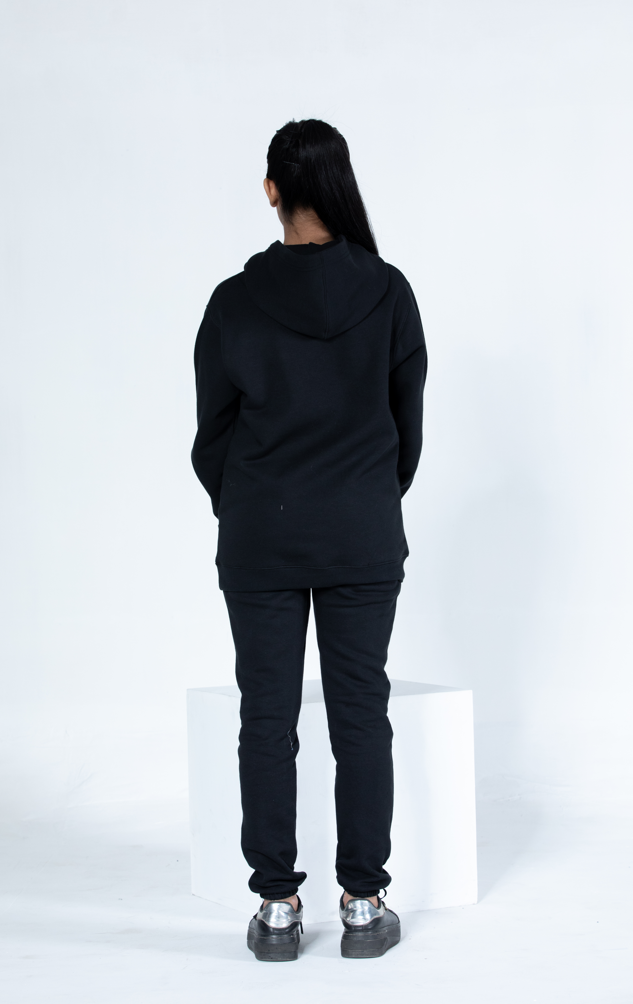 Loose Fit Pullover Black Hoodie