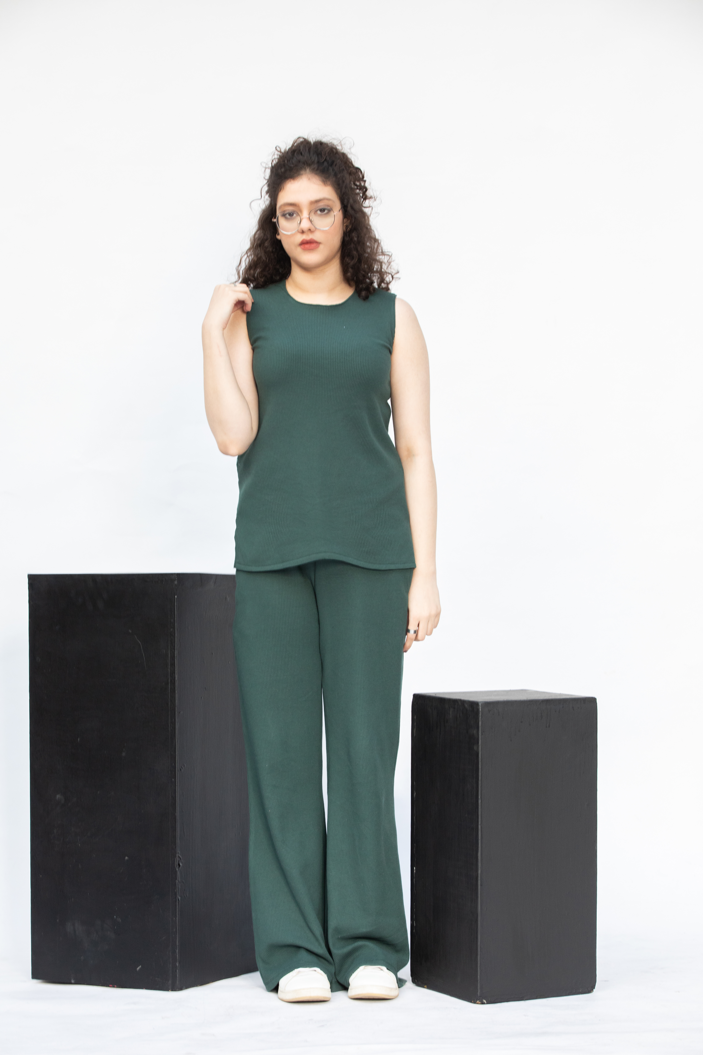 Sleeveless bottle Green Co-ord Set