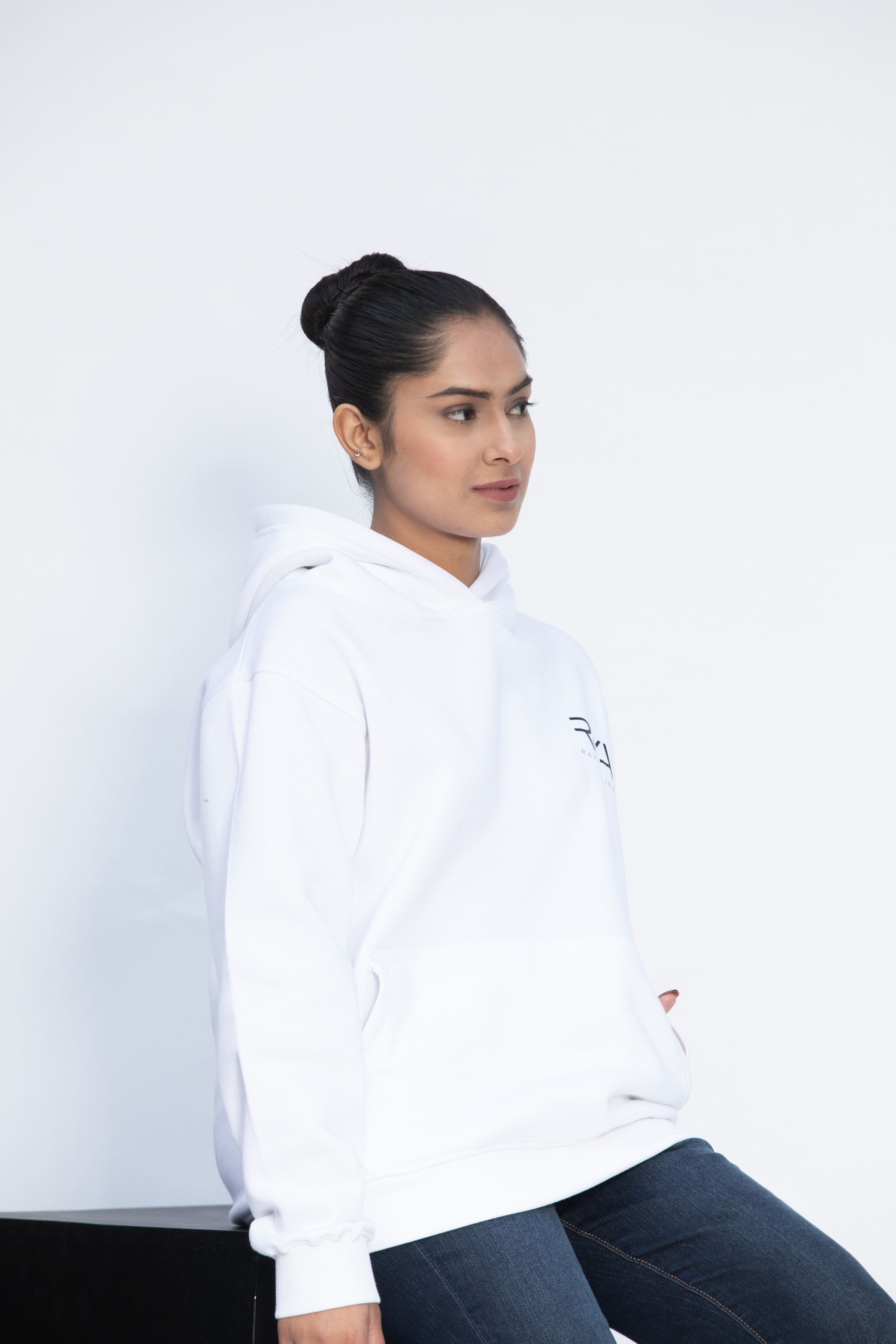 Loose Fit Pullover White Hoodie