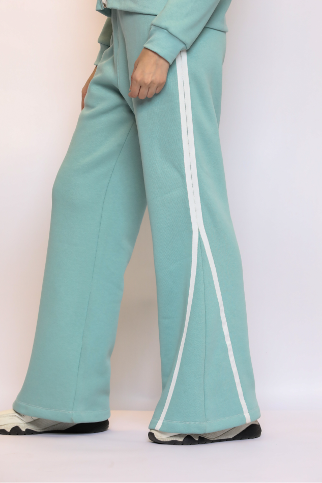 Women's Contrast Piping Pocket Zipper Drawstring Track Suit