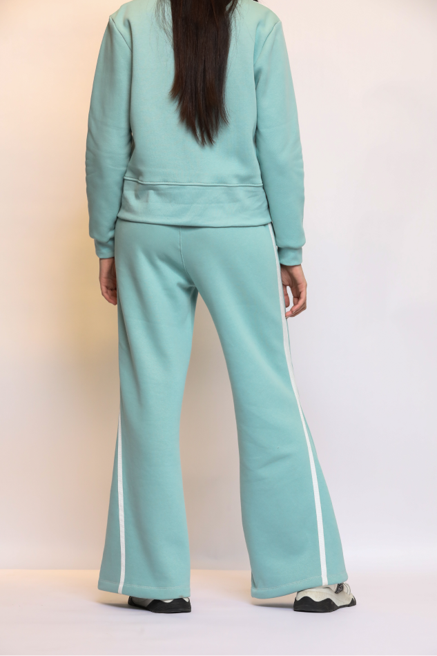 Women's Contrast Piping Pocket Zipper Drawstring Track Suit