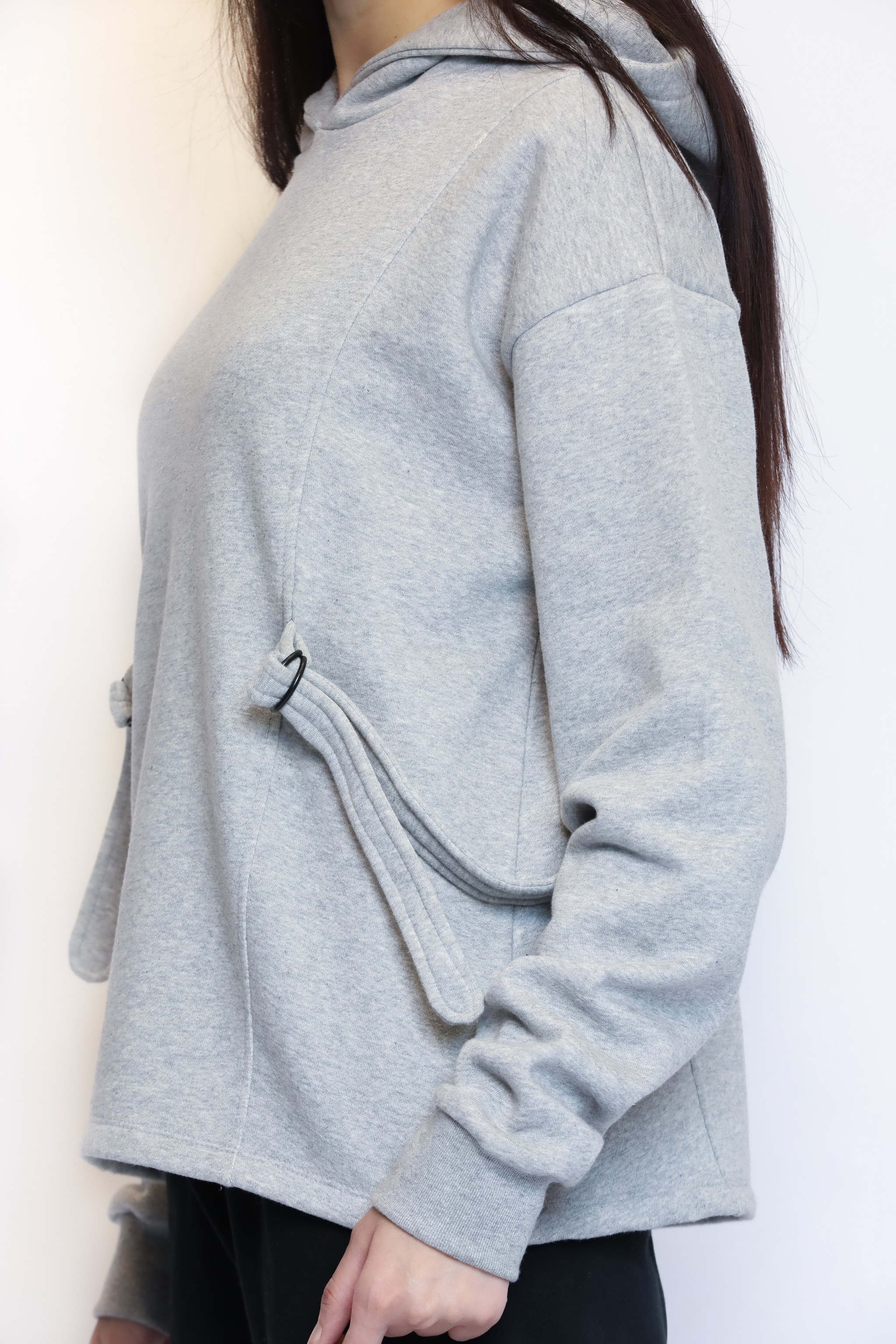 Loose Fit Double-Waist Tie Hoodie