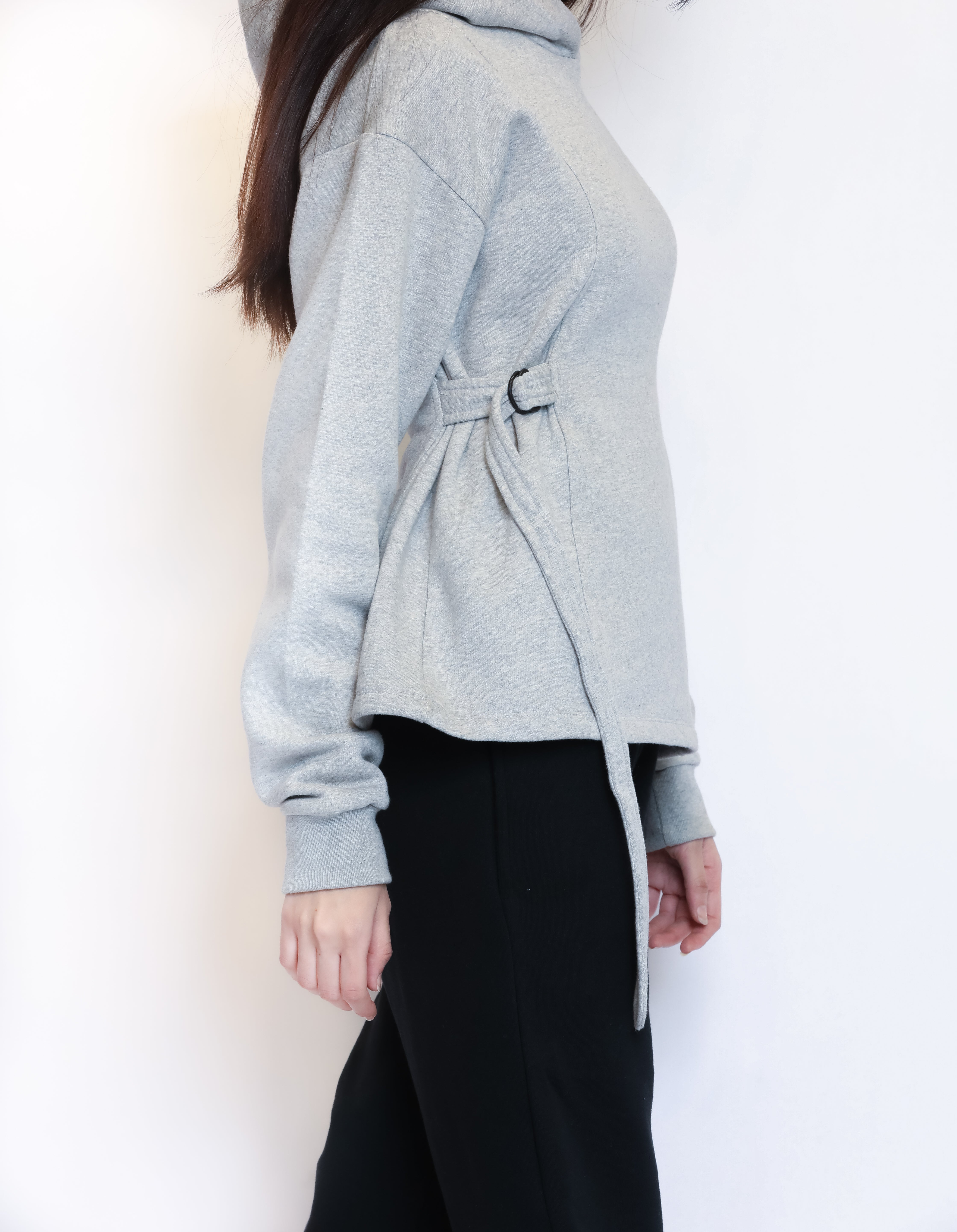 Loose Fit Double-Waist Tie Hoodie