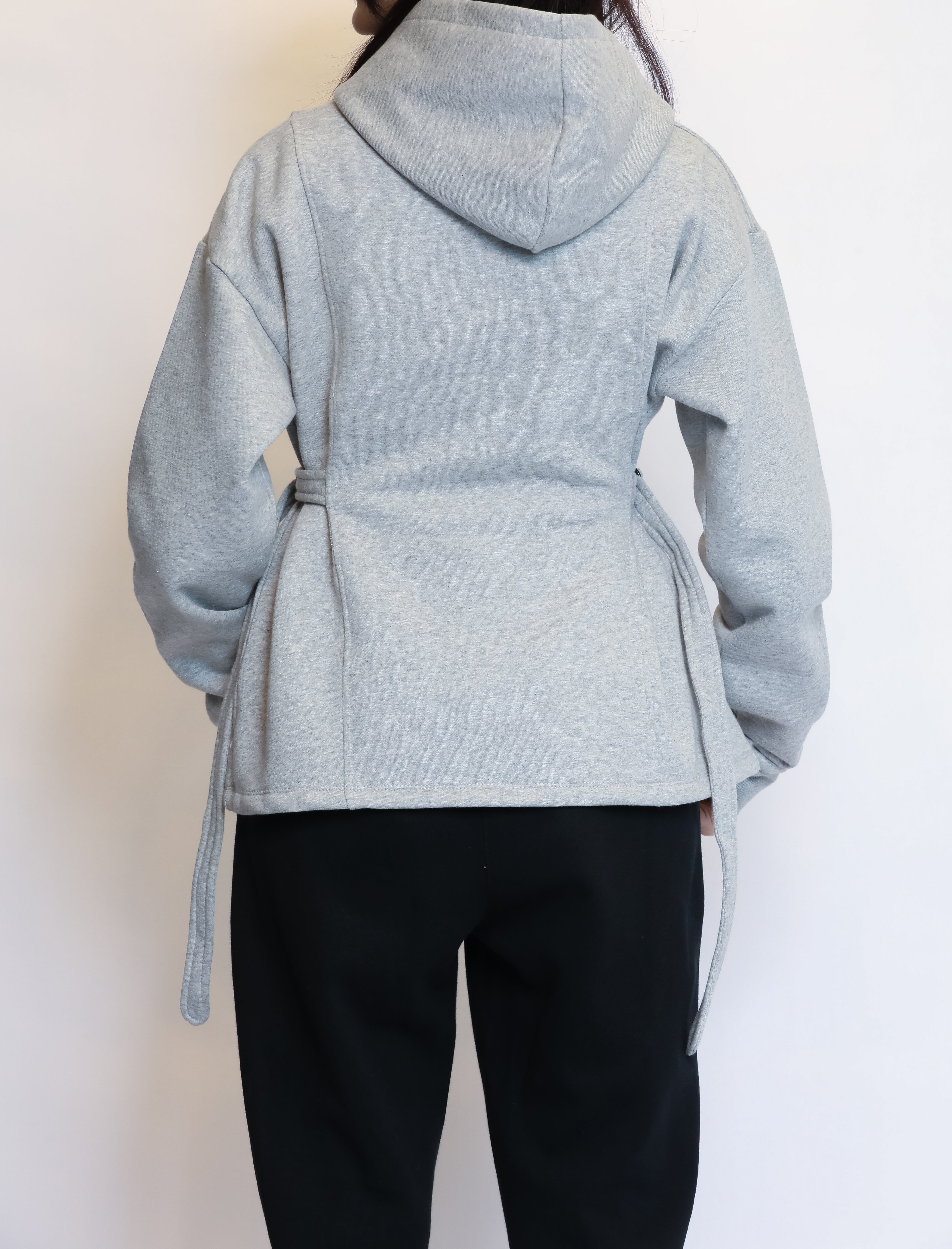 Loose Fit Double-Waist Tie Hoodie