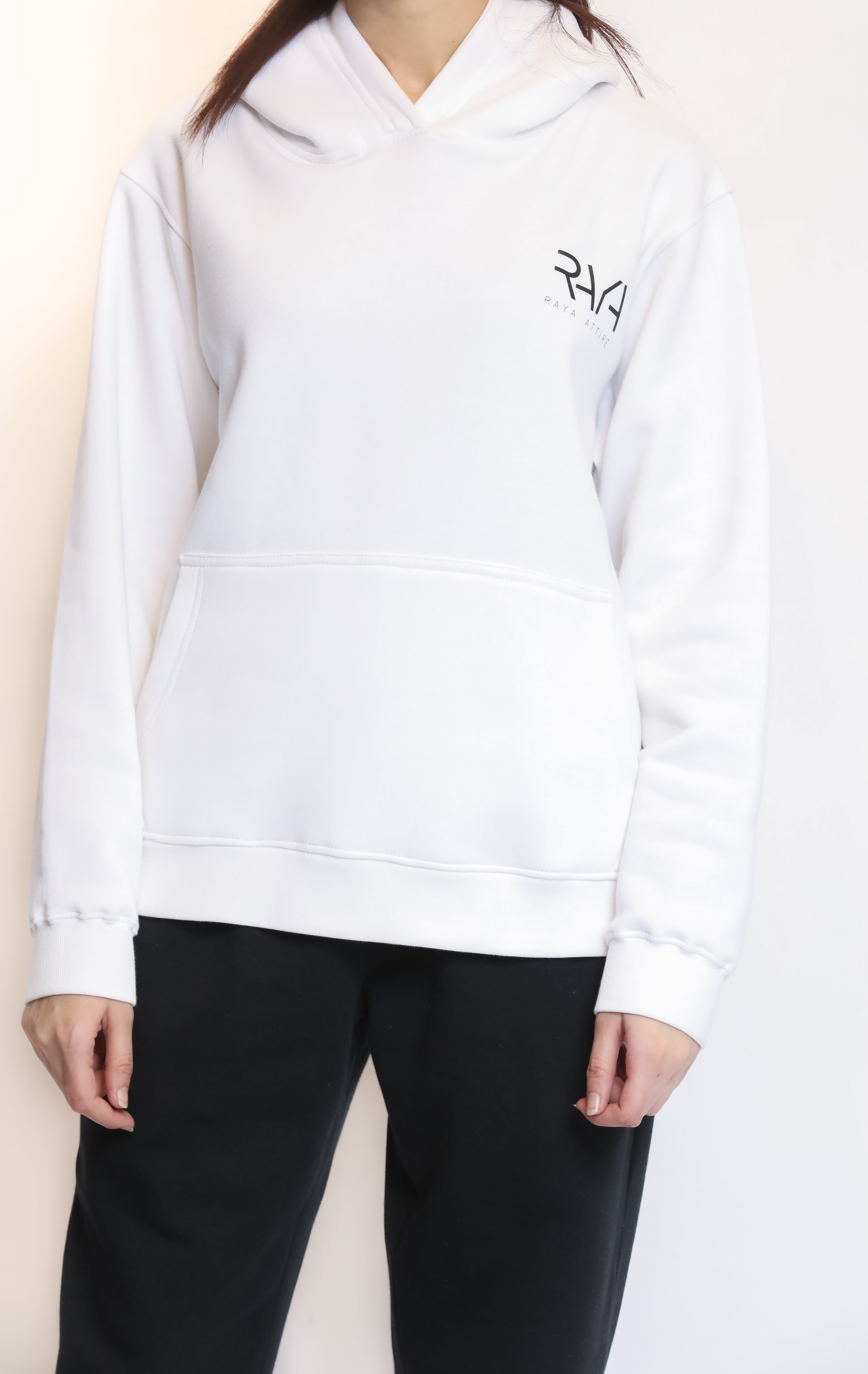 Loose Fit Pullover White Hoodie