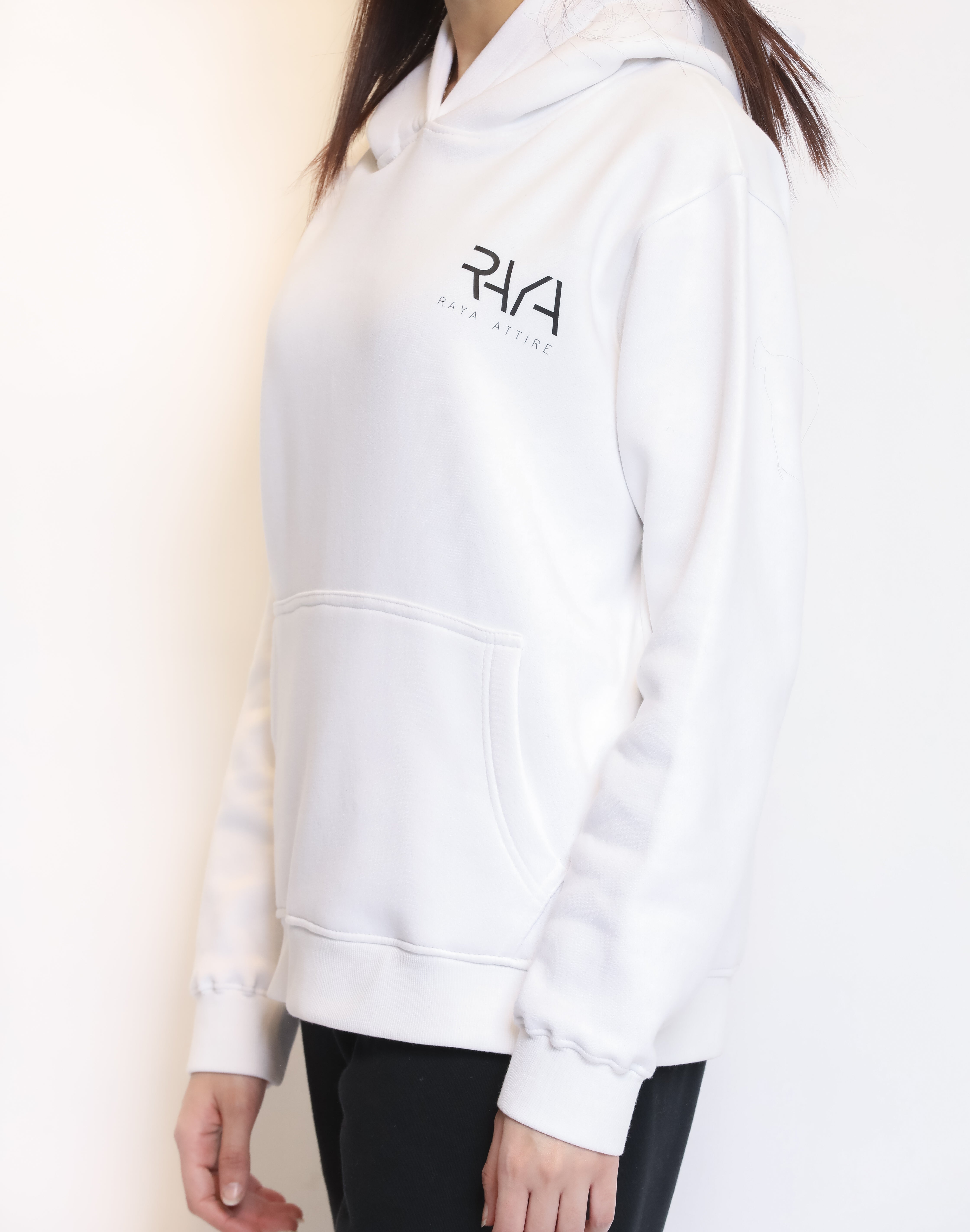 Loose Fit Pullover White Hoodie